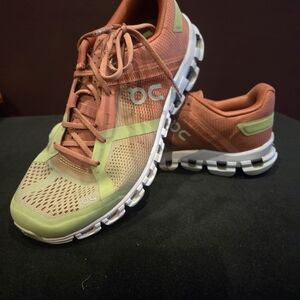On Running Athletic Shoes - Green and Coral